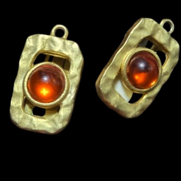 Jewelry - Recovered gold-toned clip-on earrings with orange, translucent stone 20
